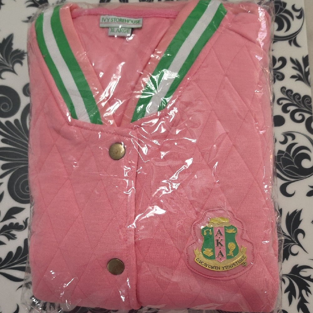 Pink Quilted AKA Jacket with Crest